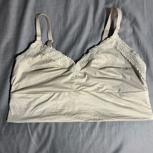 Aerie Nude Long Line Lace Trim Bralette Size XL